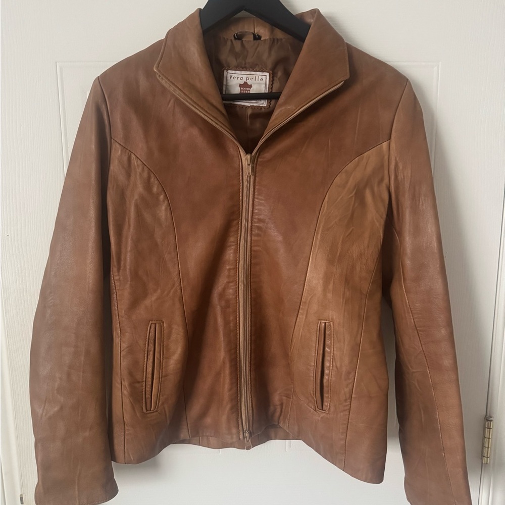 Vera Pelle Women's Tan Leather Jacket